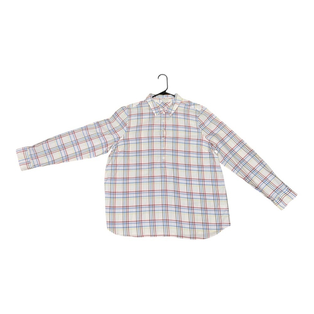 Talbots White and Red Boxy Button Down Shirt